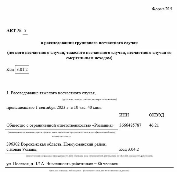 Приказ 223н несчастные случаи на производстве