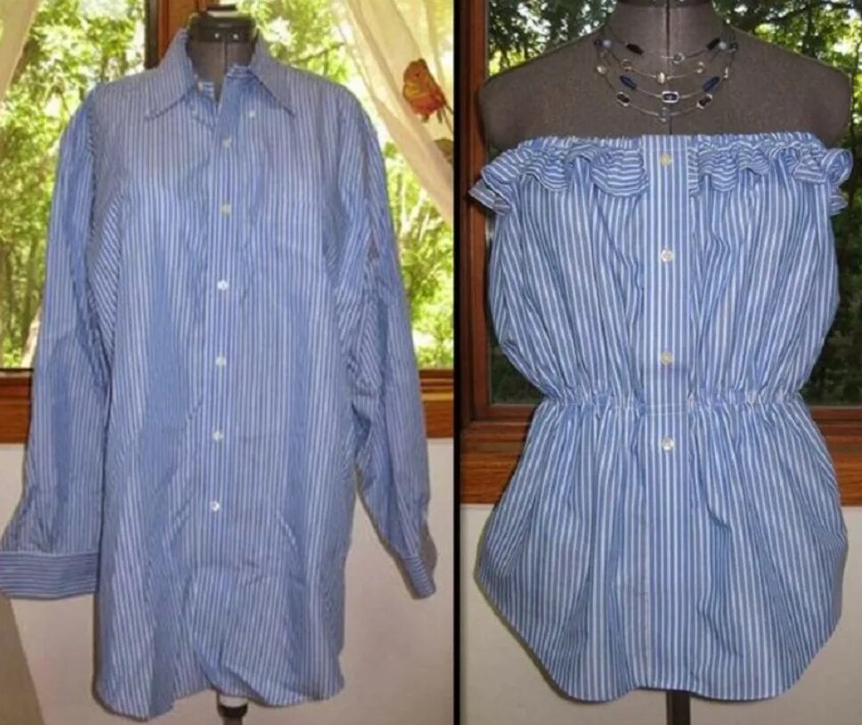 Старая мужская рубашка. Перешить мужскую рубашку. Перешиваем старые рубашки. Перешить рубашку мужскую в платье. Блузка из мужской рубашки.