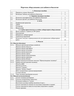 Учебное оборудование перечень