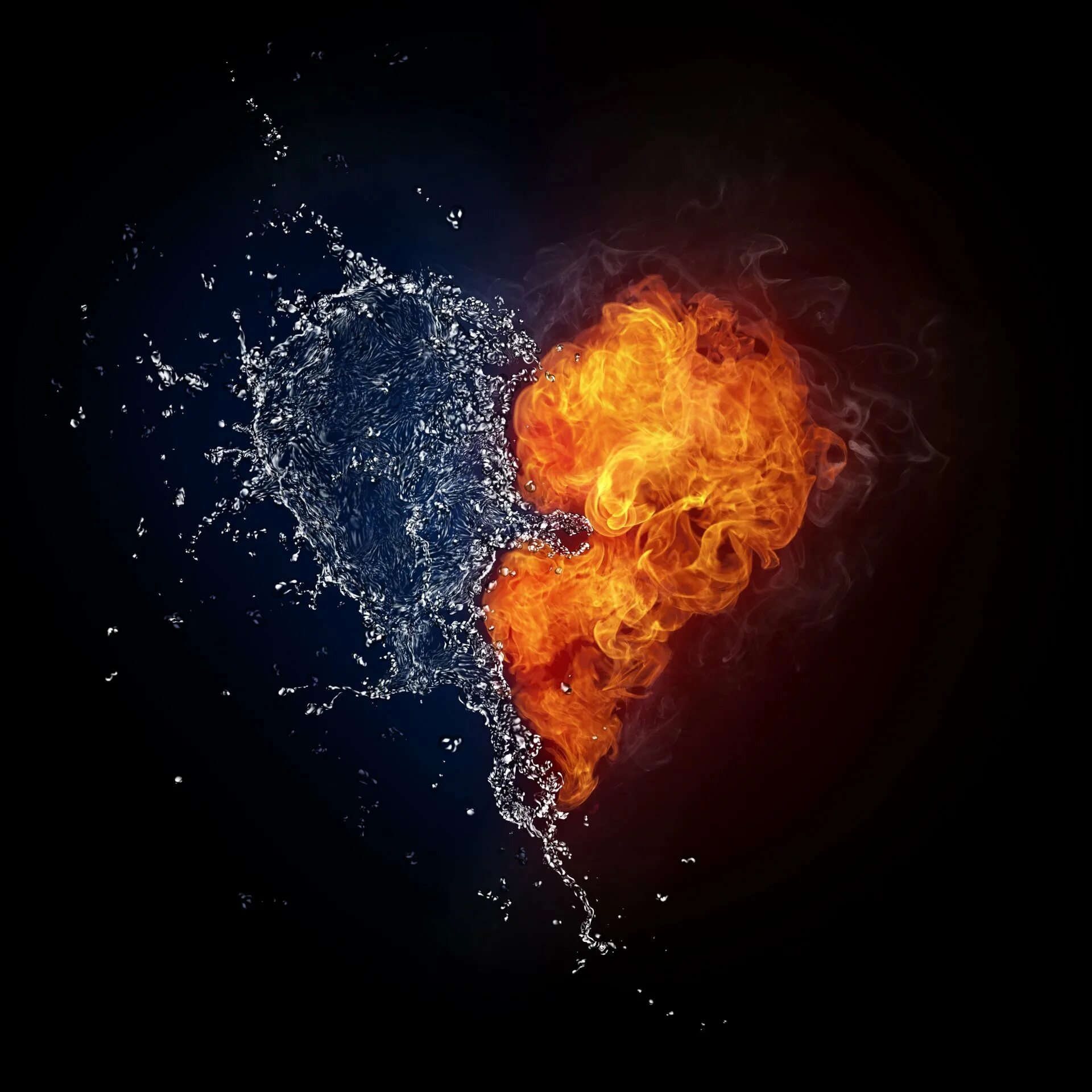 Огонь и вода. Обои на рабочий стол огонь и вода. Сердце из огня и воды. Картина две стихии.