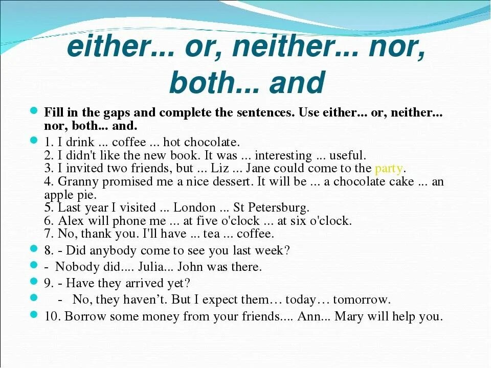 Both and either or neither nor правило. Neither nor either or правило. Both neither either правило. Союзы both and either or neither nor.