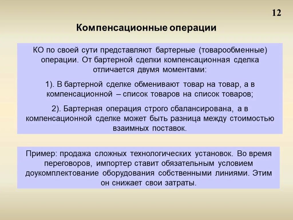 Других сделок операций. Виды компенсационных сделок. Компенсационные сделки на коммерческой основе. Компенсационные сделки ВЭД. Виды бартерных сделок.