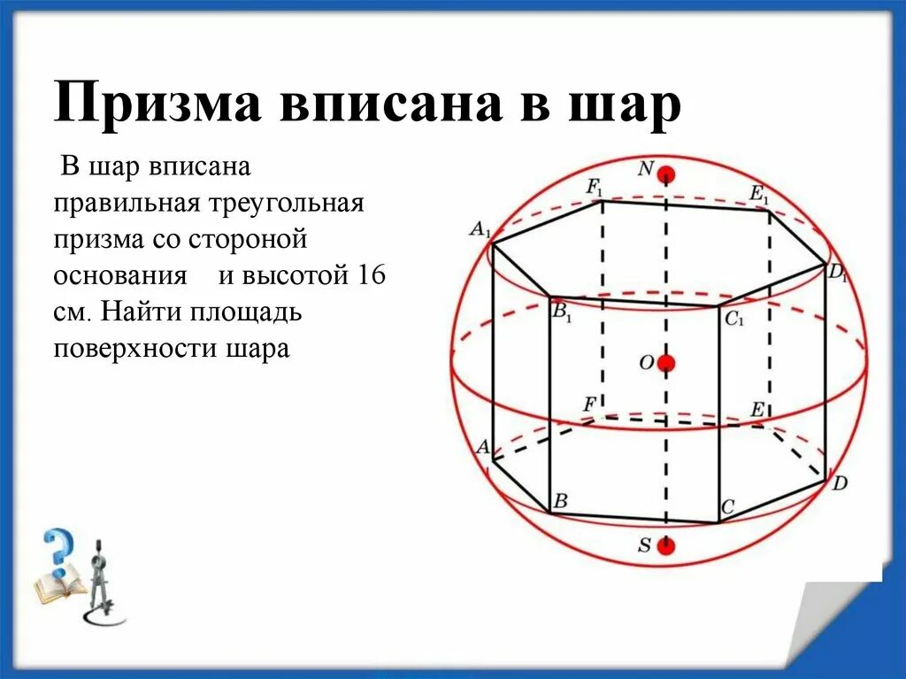 Призму вписан шар радиус. Правильная треугольная Призма вписана в шар. Правильная Призма вписанная в шар. Шар вписанный в призму. Многогранник вписанный в шар.