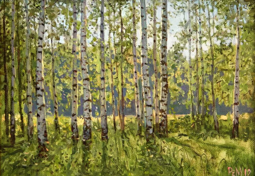 В каком году написана картина летом. Живопись Ивана Бунина Берёзовая роща. Пейзажист Левитан Березовая роща.