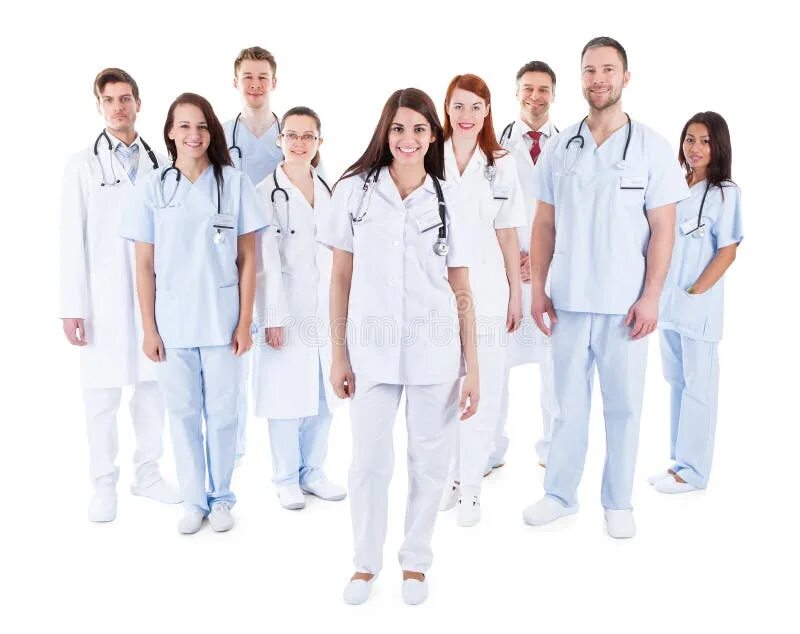 Portrait Of Multi-Cultural Medical Team Standing In Hospital Corridor Фотографія