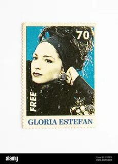 Postage Stamp. free magazine. memorable stamp Gloria Estefan 90th Stock Pho...
