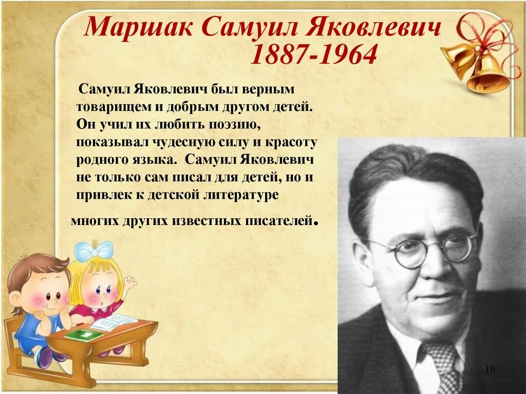 Конспект урока маршак 1 класс школа россии. Портрет Самуила Яковлевича Маршака. Маршак портрет писателя для детей.