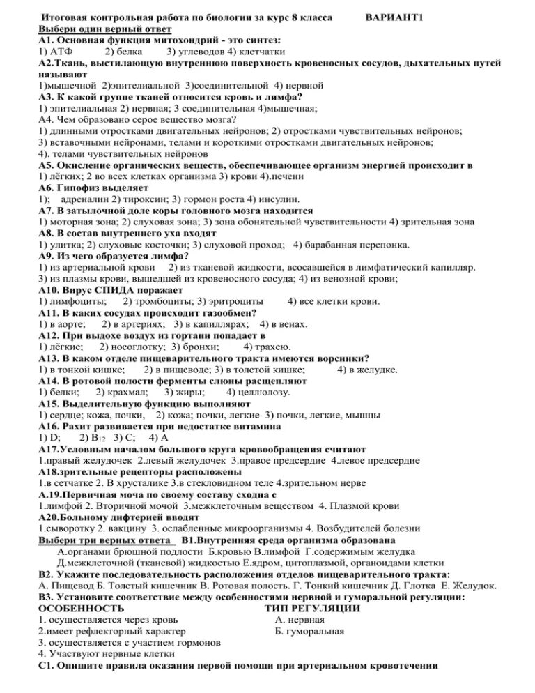 Контрольная работа по курсу биологии. Итоговая контрольная работа по биологии 8 класс. Итоговая контрольная работа по биологии за курс 8 класса. Итоговая проверочная работа биология 8 класс. Итоговая контрольная работа по биологии 8 класс с ответами.
