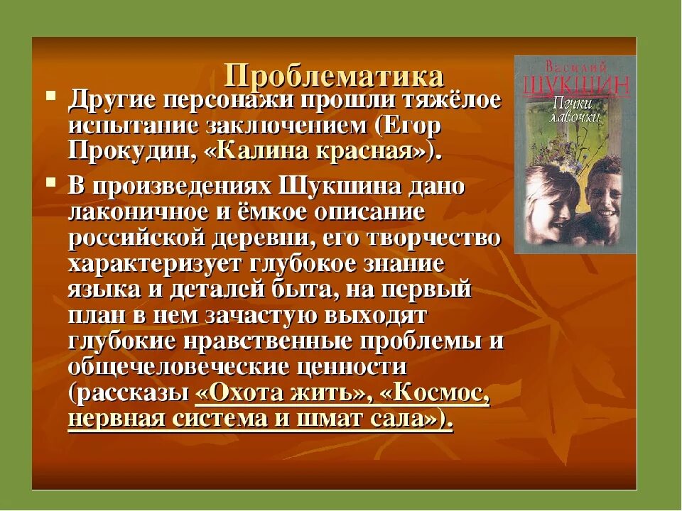 Анализ рассказа шукшина кратко. Проблематика повести Калина красная. Тема произведения Калина красная. Тема повести Калина красная. Красная Калина Шукшин произведения.