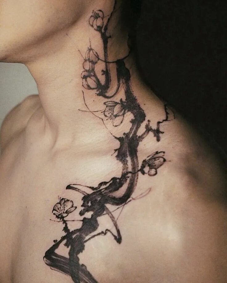 Японское тату на шее. Тату. тату на шее. тату переходящие на шею. тату с плеча на шею.