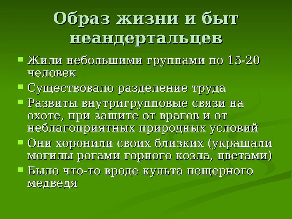 Образ жизни палеоантропов