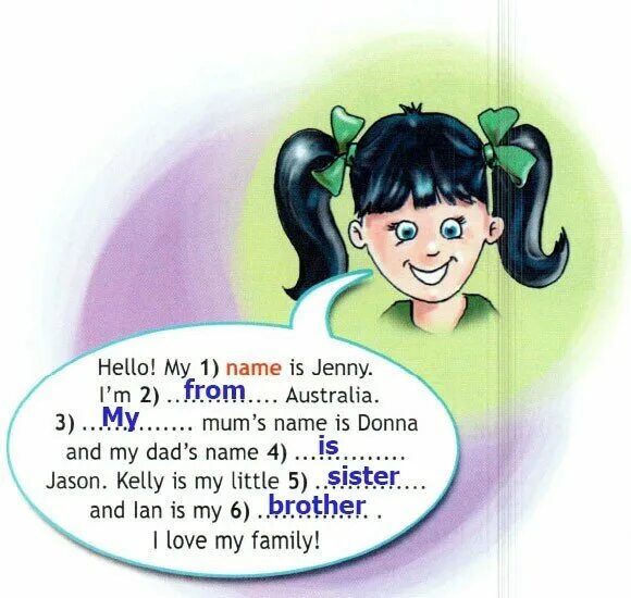 Her his name s. Read and complete my from name is brother sister 3 класс английский язык. Look read and complete 3 класс. Sister перевод на русский. My name is перевод на русский.