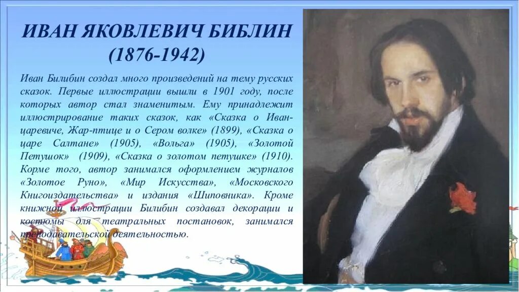 Произведение ивана билибина. Художника Ивана Билибина. Портрет художника Ивана Билибина 3 класс. Сообщение про Ивана Билибина.