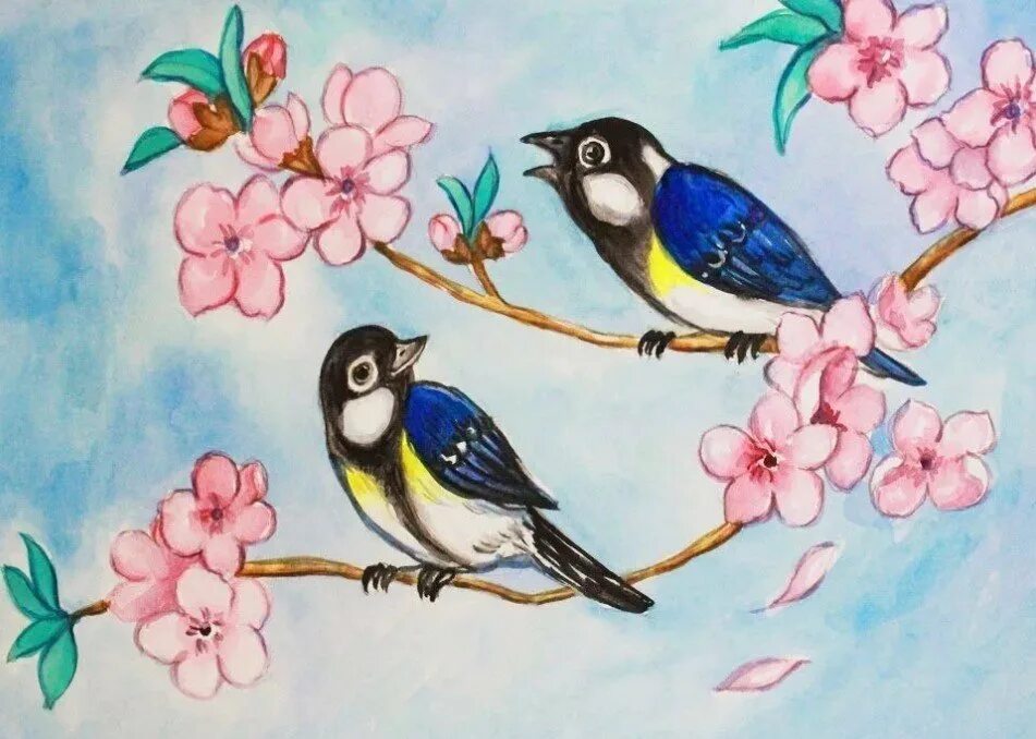 Весенние птицы рисунок. Птица рисунок. Рисунок на весеннюю тематику. Весенние рисунки для срисовки. Детские рисунки птиц.