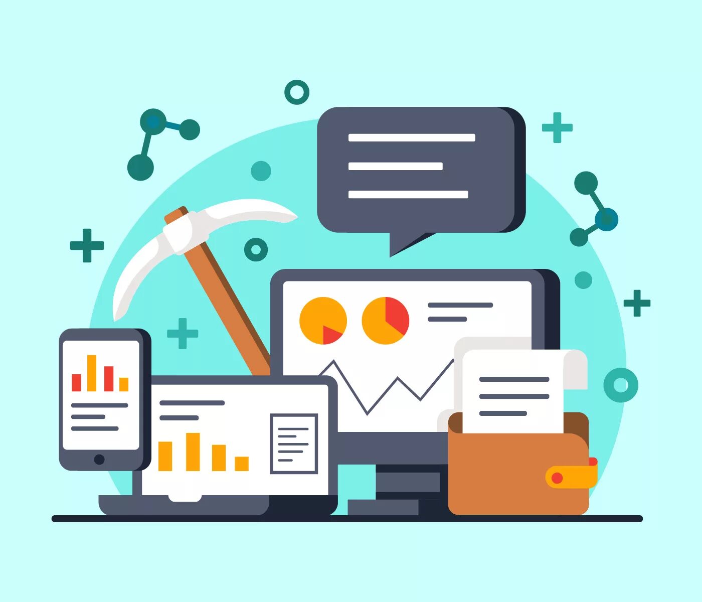 Data mining. Датамайнинг. иллюстрация data mining. майнинг иконка. исследование источников информации вектор.