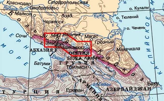 Эльбрус где находится регион. Гора Эльбрус на карте. Гора Эльбрус на карте Кавказа. Кавказские горы Эльбрус на карте. Гора Эльбрус на физической карте.