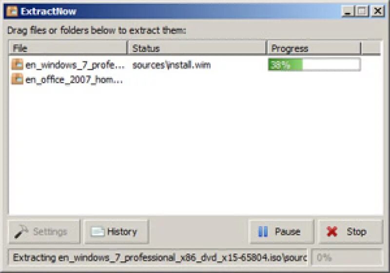 EXTRACTNOW. Extract files. Extracting files. Extract to folder.