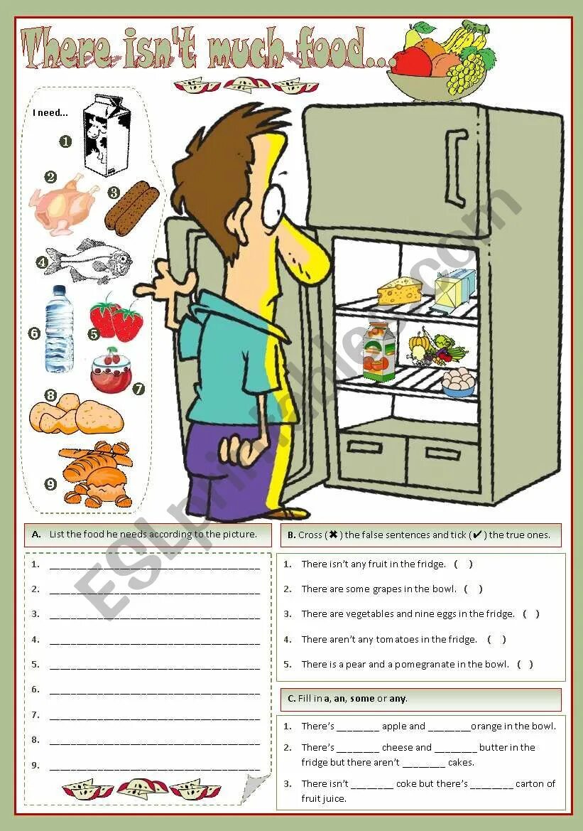 There is there are food упражнения. There is there are for Kids food. Food Fridge Worksheets. Картинка для отработки there is there are food.