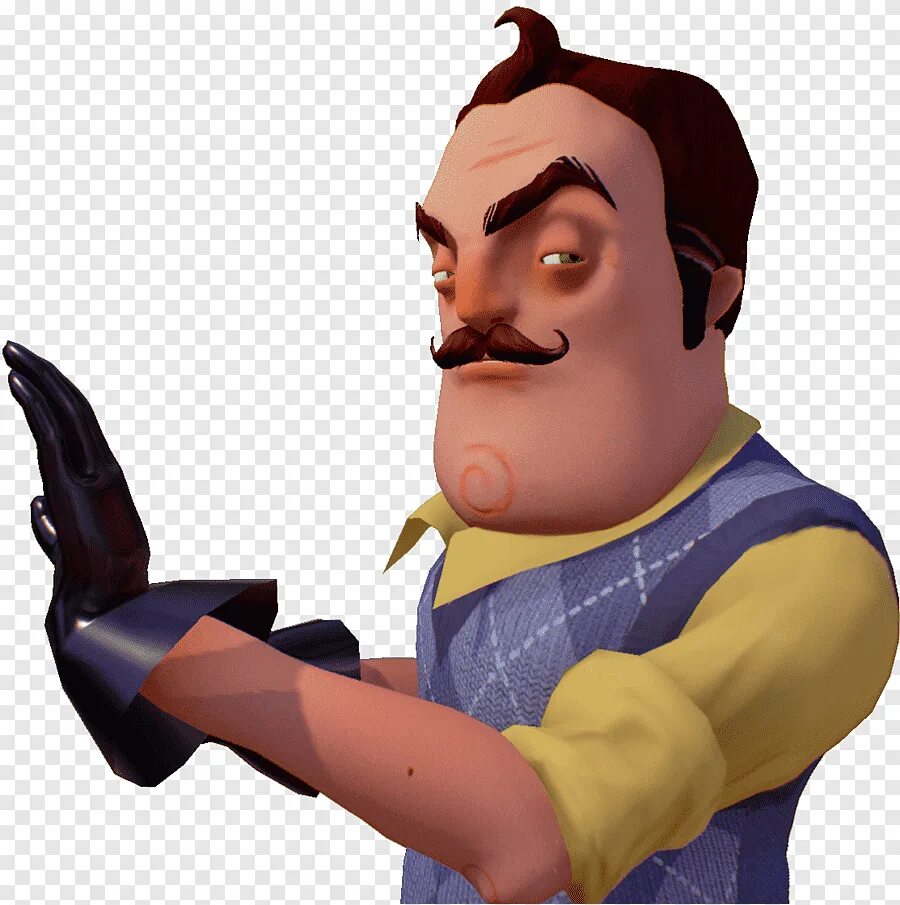 Привет сосед сидит. Hello Neighbor сосед. Сосед из hello Neighbor. Сосед без фона. Стикеры привет сосед.