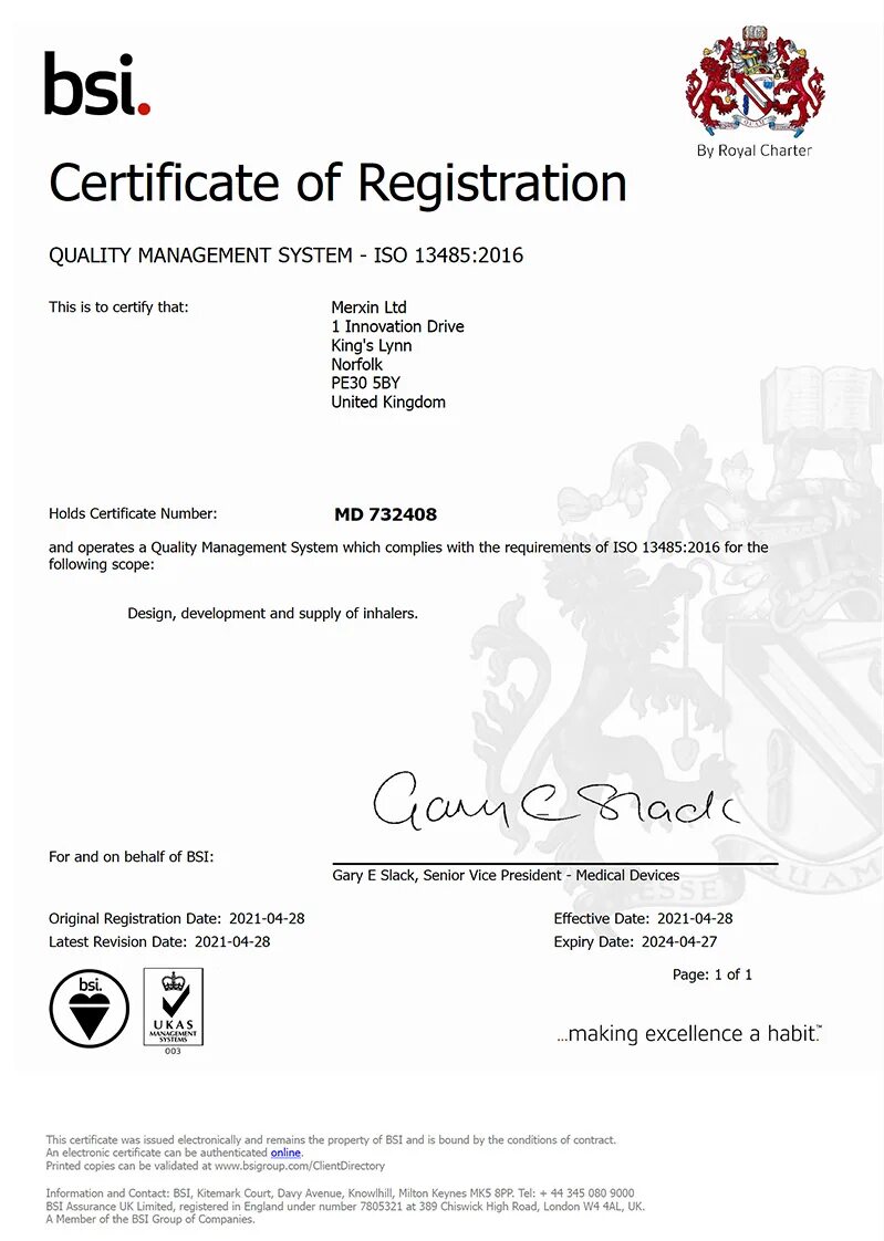 System certificate