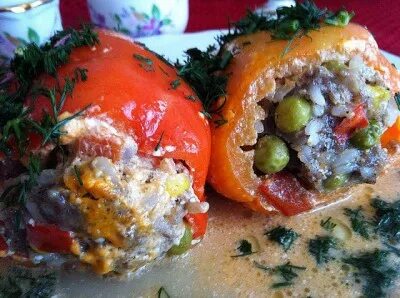 Ленивый перец с мясом и рисом