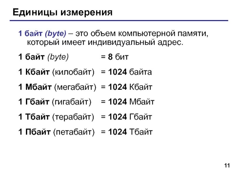 1 гбайт 1024. Единицы измерения объема памяти. 1 Кбайт равен байт и бит. Бит байт мегабайт таблица. Единицы измерения байт килобайт.