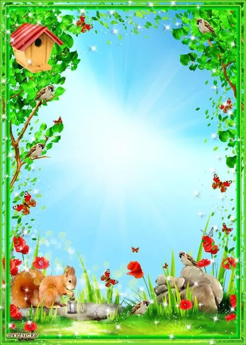 Рамка для проекта по окружающему миру Nature Leaf Frame Design Background For PowerPoint, Google Slide Templates PPT