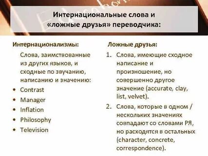 Интернациональные слова в английском