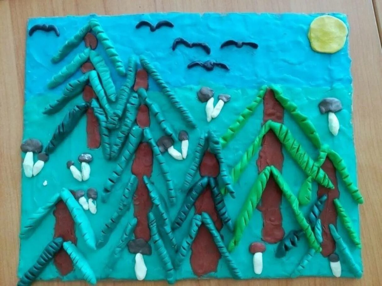 Лес из пластилина. Лес из пластилина. Лепим лес. Лепка с малышами в лесу. Лепка белочка старшая группа.