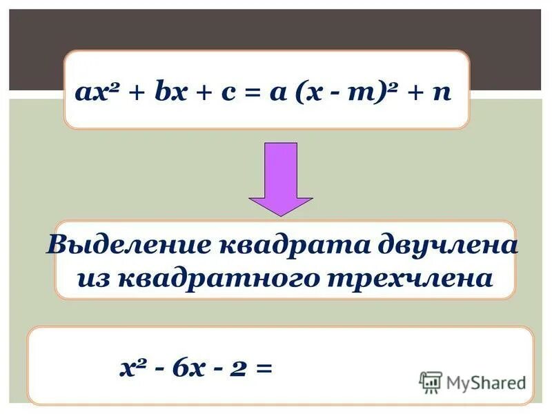 Выделить двучлен из квадратного трехчлена