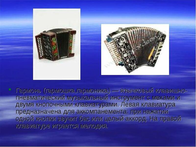 Общее название для язычковых пневматических музыкальных инструментов