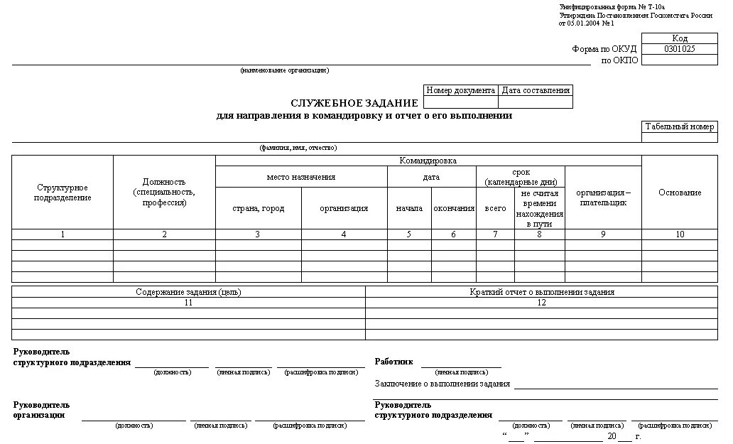Оформления документов по выполнению