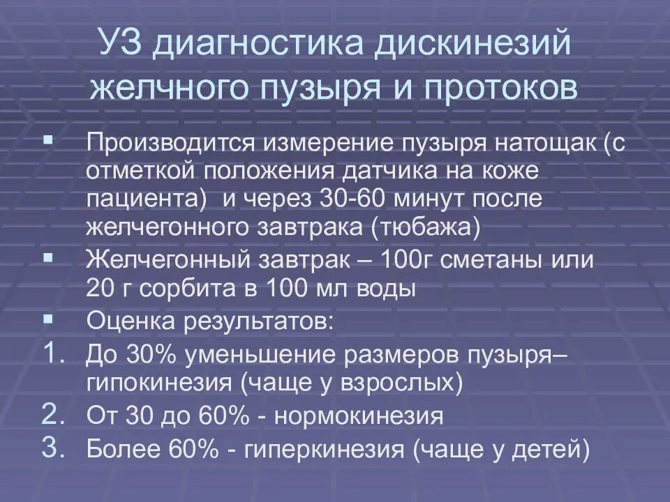 Определение сократимости желчного пузыря