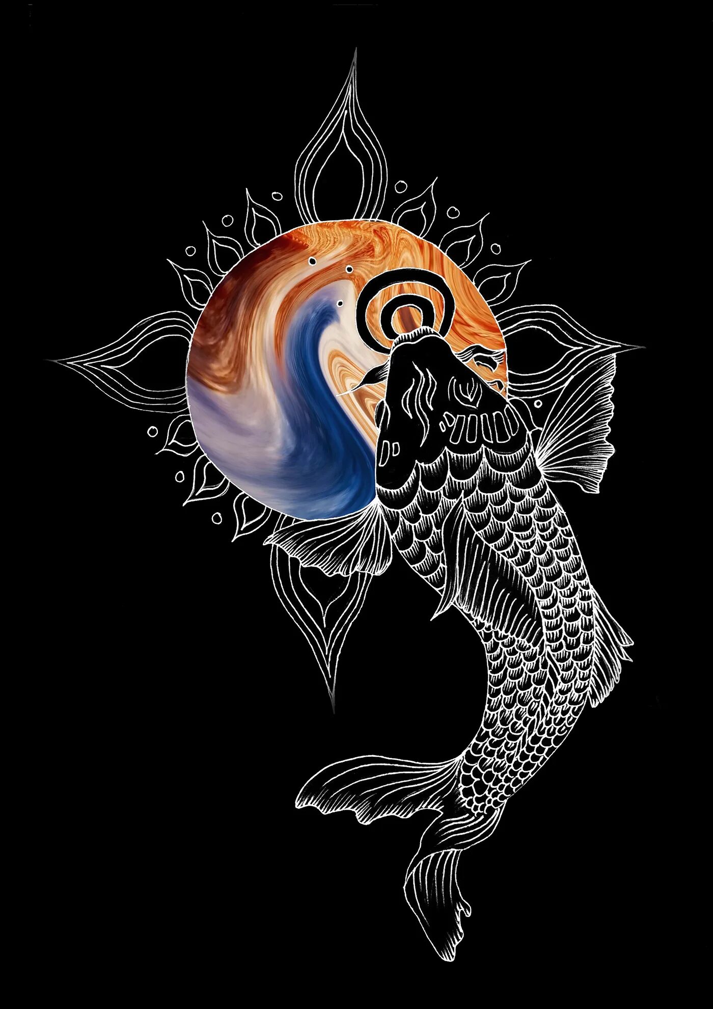 Знак зодиака рыба год дракона. Японские карпы Инь Янь. Японские рыбки Инь Янь. Инь Янь с карпом и драконом. Китайские рыбки Инь Янь.