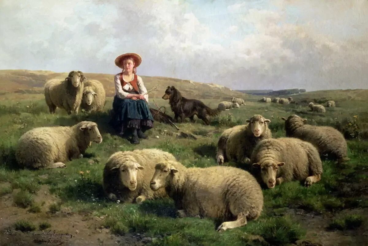 Пастух гонит стадо. Пастух 19 века. «Итальянские пастухи» Щедрин. Иоганн Баптист Хофнер пастушка 1866.