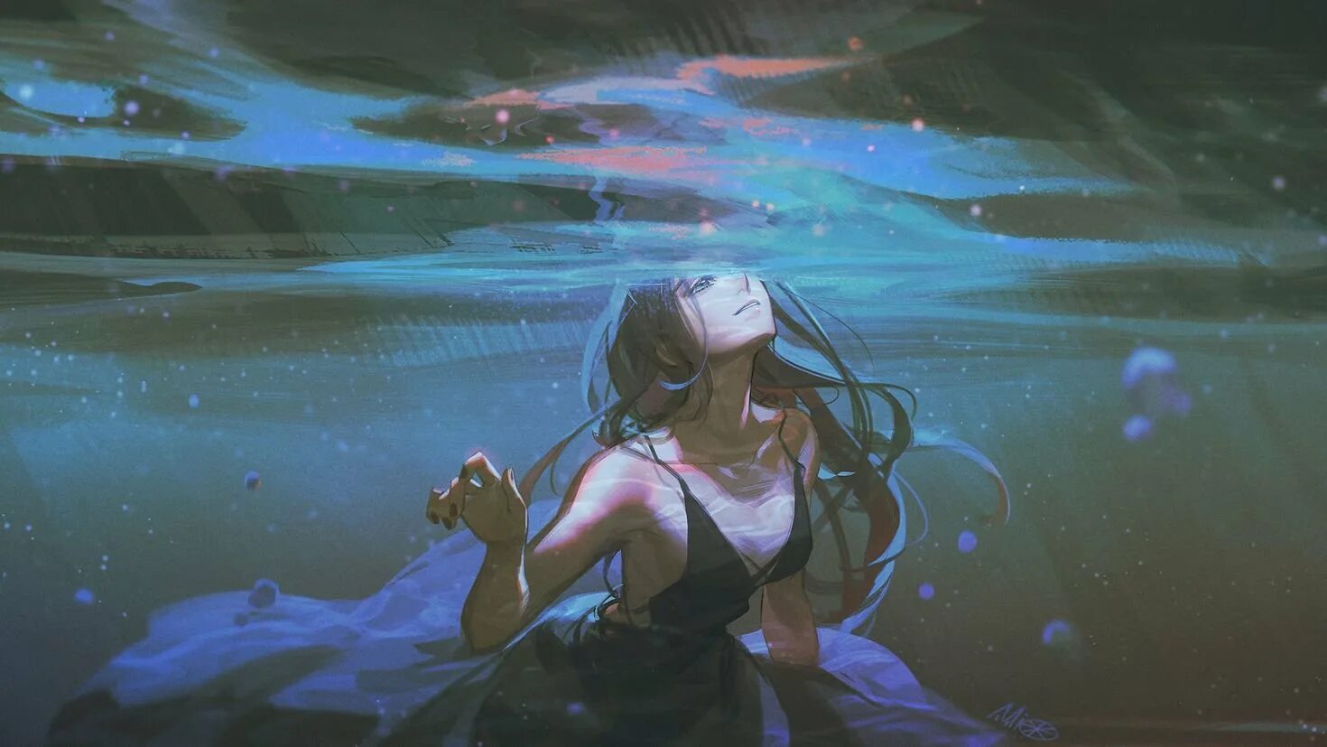 Изящность небесной мечты 2024. Девушка под водой арт. Девушка в воде арт. Девушка лежит в воде арт.