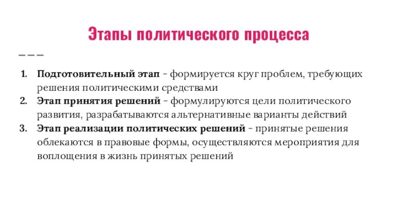 Этапы политического процесса схема. Подготовительный этап политического процесса. Стадии политического процесса. Стадии развития политического процесса. Субъектами реализации политических решений