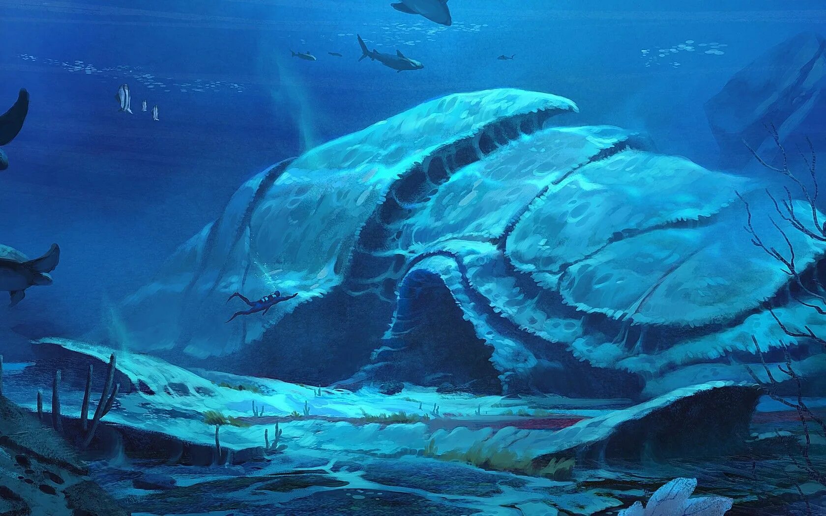 Подводные пейзажи. Фантастический подводный мир. Морское дно. Морское дно арт.