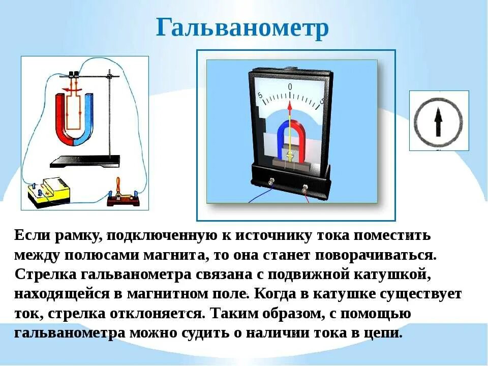 Каким полюсом повернется к наблюдателю магнитная. Баллистический гальванометр принцип действия. Нуль гальванометр единицы измерения. Прибор для измерения электрического тока физика гальванометр. Баллистическому гальванометру физика.