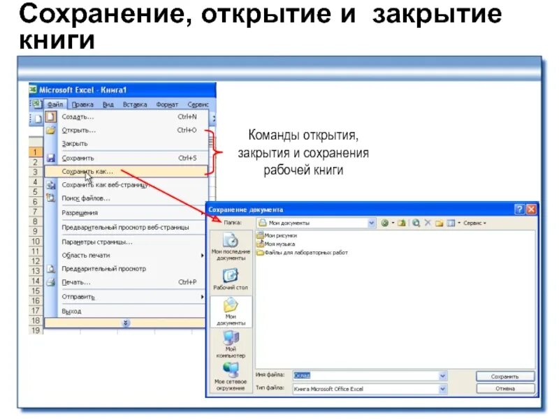 Создание открытие и сохранение документов. Открытие и закрытие документа Word. Порядок сохранения и открытия документа. В эксель закрылась книга.