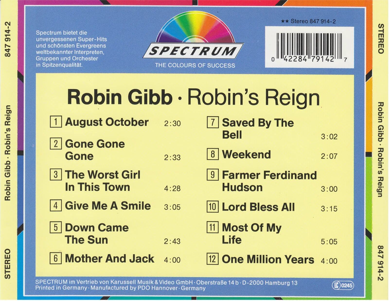 Robin Gibb 1970. Robin Gibb "Robin's Reign". Robin Gibb August October stereo. Bee Gees CD. This town the go go