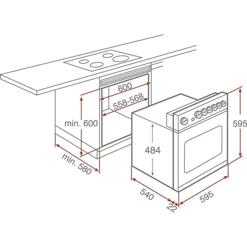 Какого размера встроенные духовые шкафы. Духовой шкаф ТЕКА he 615. Электрический духовой шкаф Teka he 615 x. Установочные габариты духового шкафа. Встраиваемая духовка 600 габариты.
