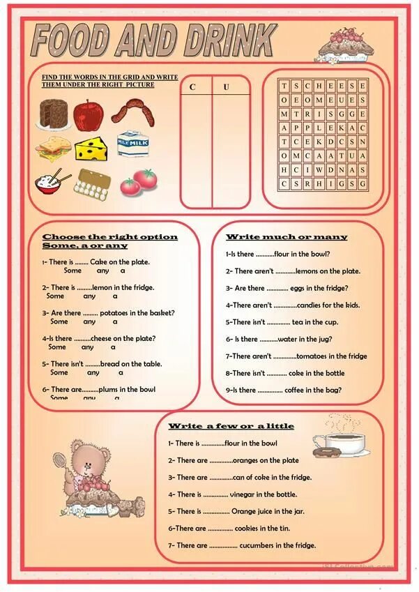 Some any Worksheets продукты. Some any задания английский. Food Worksheets 5 класс. Some a an упражнения. Тест much many 5 класс