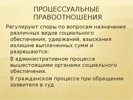 Процессуальные отношения в праве социального