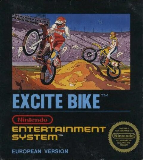 Мотоциклы на денди как называется. Excitebike nes обложка. excitebike денди. excitebike игра. мотоциклы на денди.