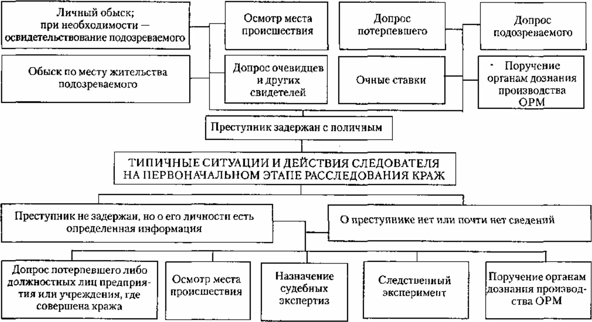 План следственных действий при краже. Следственные действия при расследовании краж. Первоначальные следственные действия при краже. Типичные следственные действия первоначального этапа расследования.