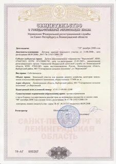 Свидетельство о собственности на объект