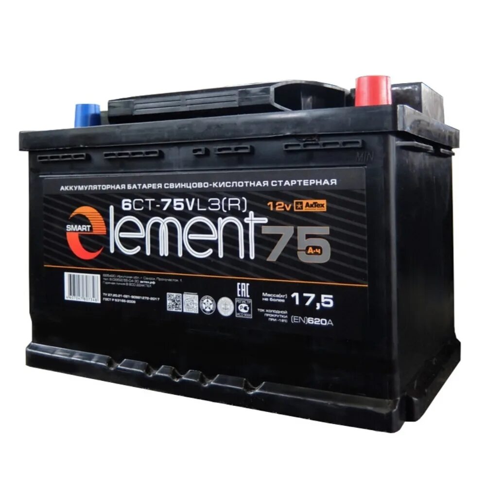 Smart element 6ст-75.0 vl3. Smart element 6ст-75.0 vl3 обр 12в 75ач 600а. Автомобильный аккумулятор АКТЕХ Smart element ele 75-з-l. Аккумулятор Smart element 60 АКБ. Автомобильный аккумулятор элемент