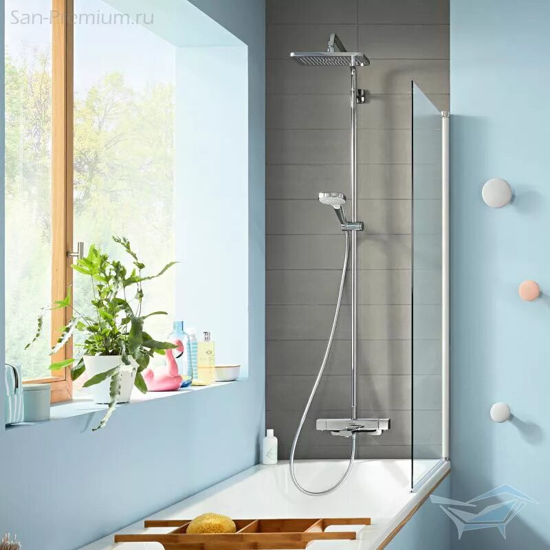 Цена душа для ванной. Душевая система Hansgrohe Croma e Showerpipe 280 1jet 27687000. Душевая система Hansgrohe Croma e Showerpipe 280 1jet. Croma e Showerpipe 280 1jet с термостатом. Croma e Showerpipe 280 1jet с термостатом для ванны 27687000.