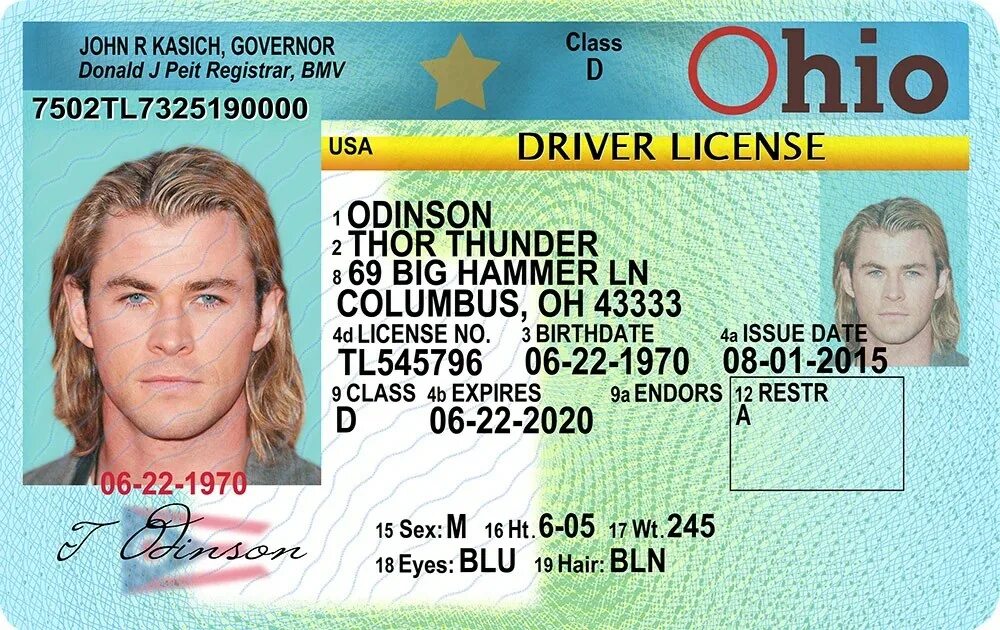 Issuing year. Driver License. Ohio Driver License.